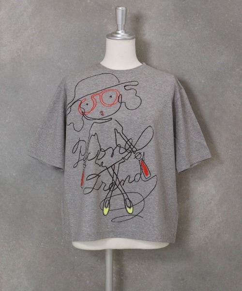 STUDIO PICONE(スタジオピッコーネ)の「線画イラスト冷感Tシャツ(Tシャツ/カットソー・レディース・ブラック/ブラウン/ホワイト/ライトグレー・LL/M/L)」の6枚目の写真
