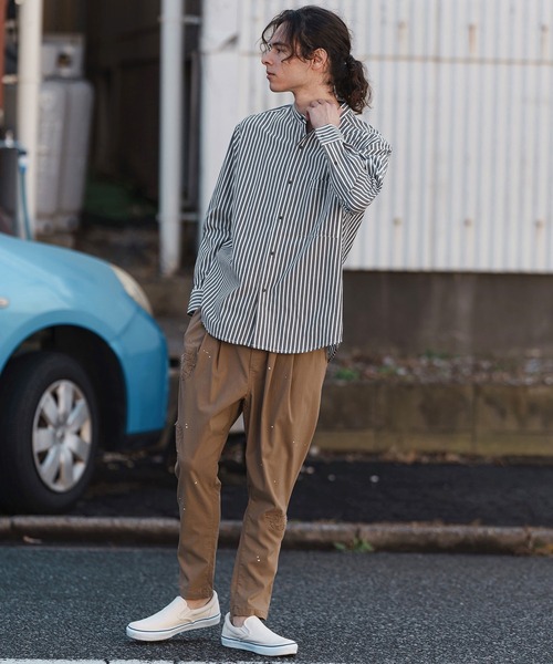 ms5995- スナップボタンバンドカラーシャツLS（シャツ/ブラウス