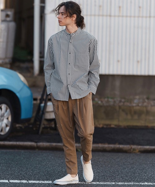 CAMBIO（カンビオ）の「ms5995- スナップボタンバンドカラーシャツLS（シャツ/ブラウス・メンズ・ブルー/ブラック・M/L/XL）」の13枚目の写真