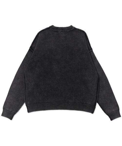 SHORT ROUND(ショートラウンド)の「SHORT ROUND/ピグメントロゴニットプルオーバー(ニット/セーター・メンズ・スミクロ/カーキ・MEDIUM/LARGE)」の3枚目の写真