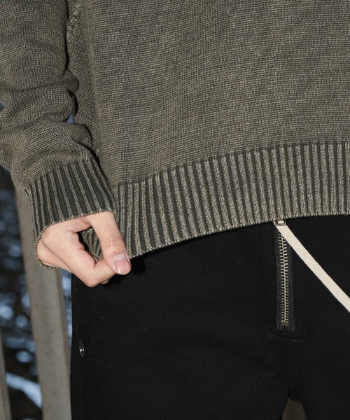 SHORT ROUND(ショートラウンド)の「SHORT ROUND/ピグメントロゴニットプルオーバー(ニット/セーター・メンズ・スミクロ/カーキ・MEDIUM/LARGE)」の14枚目の写真