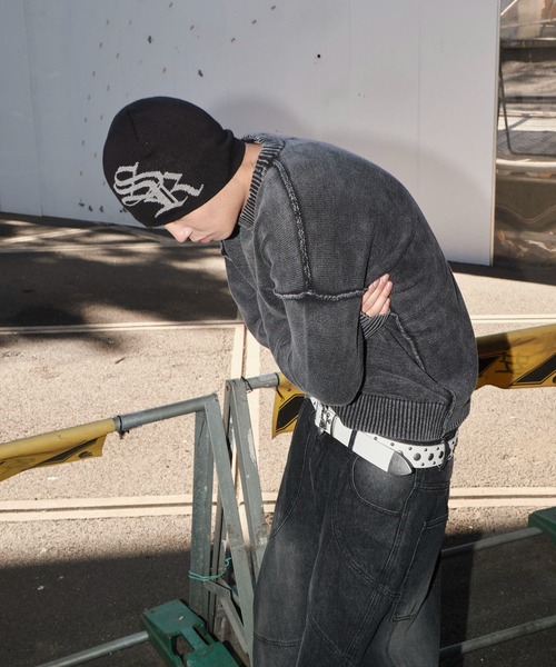 SHORT ROUND(ショートラウンド)の「SHORT ROUND/ピグメントロゴニットプルオーバー(ニット/セーター・メンズ・スミクロ/カーキ・MEDIUM/LARGE)」の19枚目の写真