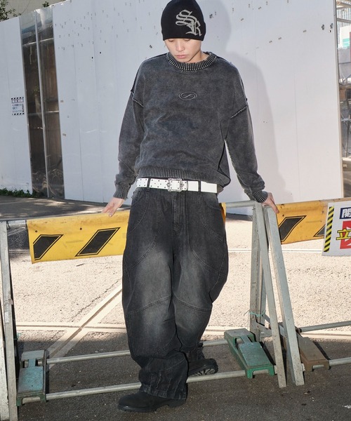 SHORT ROUND(ショートラウンド)の「SHORT ROUND/ピグメントロゴニットプルオーバー(ニット/セーター・メンズ・スミクロ/カーキ・MEDIUM/LARGE)」の20枚目の写真