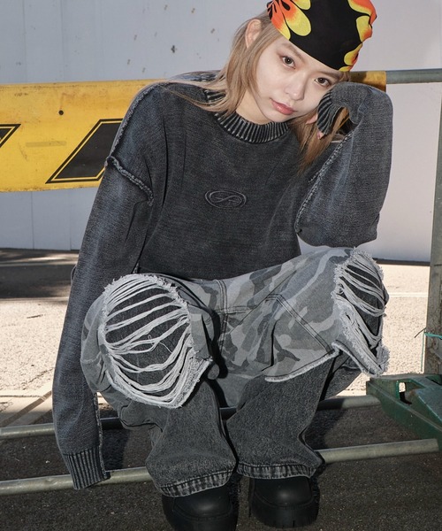 SHORT ROUND(ショートラウンド)の「SHORT ROUND/ピグメントロゴニットプルオーバー(ニット/セーター・メンズ・スミクロ/カーキ・MEDIUM/LARGE)」の21枚目の写真