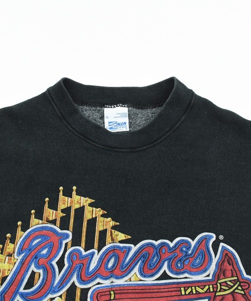 NBA/NFL/NHL/MLB(エヌビーエーエヌエフエルエヌエイチエルエムエルビー)の「【ヴィンテージ古着】90’s MLB Atlanta Braves プルオーバースウェット(スウェット・メンズ・ブラック・X-LARGE)」の5枚目の写真
