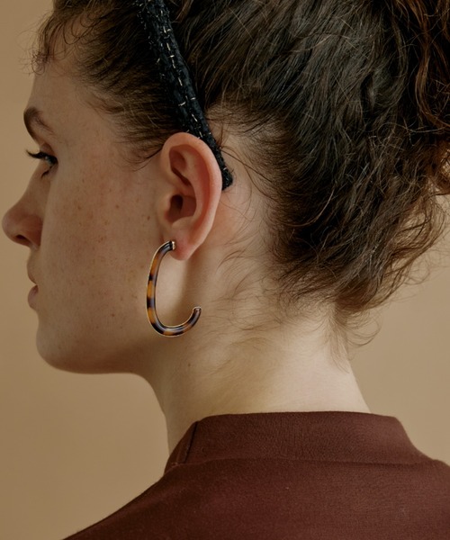 kiehtova（キエトヴァ）の「【kiehtova】GLOSS EPOXY HOOP PIERCE/グロスエポフープピアス（ピアス（両耳用）・レディース・シルバー/ブラウン・FREE）」の13枚目の写真