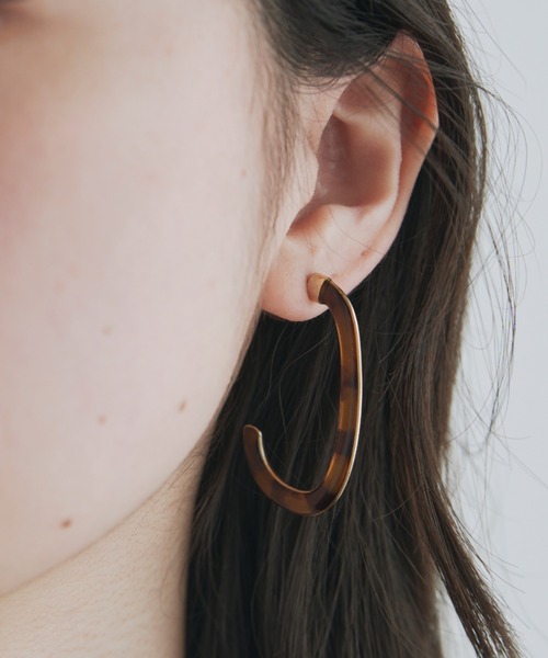 kiehtova（キエトヴァ）の「【kiehtova】GLOSS EPOXY HOOP PIERCE/グロスエポフープピアス（ピアス（両耳用）・レディース・シルバー/ブラウン・FREE）」の8枚目の写真