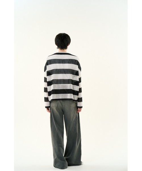 DISCOVERED（ディスカバード）の「【ZOZO限定】MESH LAME PULLOVER KNIT（ニット/セーター・メンズ・ブラック×ホワイト/レッド・SMALL/LARGE）」の8枚目の写真