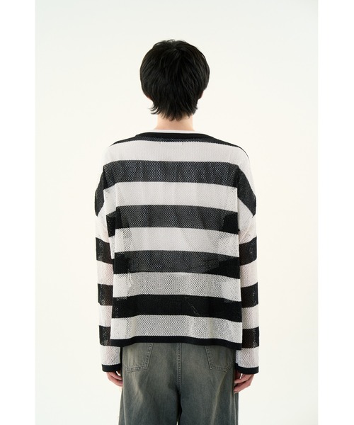 DISCOVERED（ディスカバード）の「【ZOZO限定】MESH LAME PULLOVER KNIT（ニット/セーター・メンズ・ブラック×ホワイト/レッド・SMALL/LARGE）」の5枚目の写真
