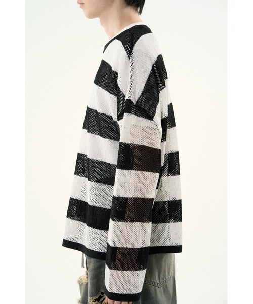 DISCOVERED（ディスカバード）の「【ZOZO限定】MESH LAME PULLOVER KNIT（ニット/セーター・メンズ・ブラック×ホワイト/レッド・SMALL/LARGE）」の7枚目の写真