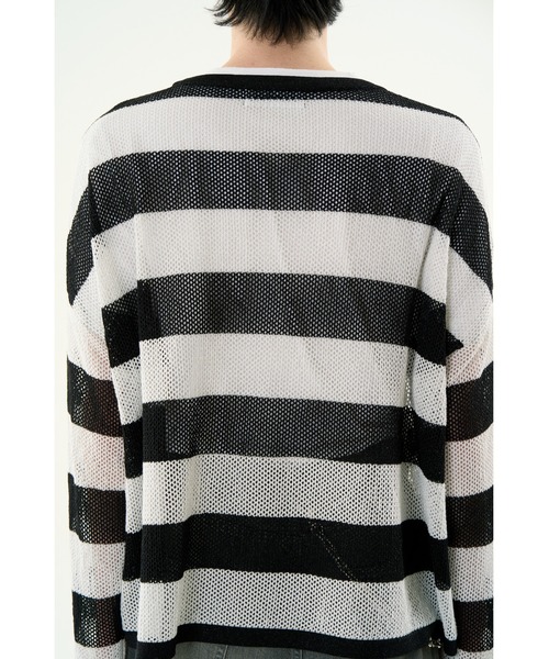 DISCOVERED（ディスカバード）の「【ZOZO限定】MESH LAME PULLOVER KNIT（ニット/セーター・メンズ・ブラック×ホワイト/レッド・SMALL/LARGE）」の10枚目の写真