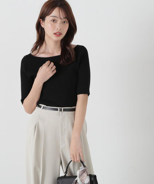 PROPORTION BODY DRESSING(プロポーションボディドレッシング)の「ボートネックランダムリブニット / 1215170300(ニット/セーター・レディース・ピンク/ライトグリーン/ホワイト系その他/ブラック・SMALL/MEDIUM)」の6枚目の写真