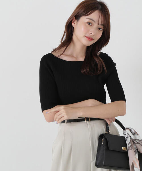 PROPORTION BODY DRESSING(プロポーションボディドレッシング)の「ボートネックランダムリブニット / 1215170300(ニット/セーター・レディース・ピンク/ライトグリーン/ホワイト系その他/ブラック・SMALL/MEDIUM)」の7枚目の写真