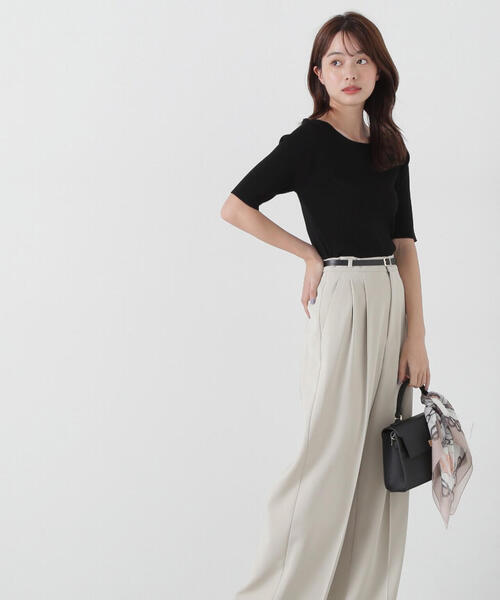 PROPORTION BODY DRESSING(プロポーションボディドレッシング)の「ボートネックランダムリブニット / 1215170300(ニット/セーター・レディース・ピンク/ライトグリーン/ホワイト系その他/ブラック・SMALL/MEDIUM)」の9枚目の写真