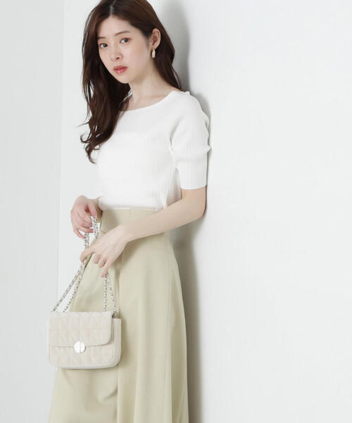 PROPORTION BODY DRESSING(プロポーションボディドレッシング)の「ボートネックランダムリブニット / 1215170300(ニット/セーター・レディース・ピンク/ライトグリーン/ホワイト系その他/ブラック・SMALL/MEDIUM)」の2枚目の写真