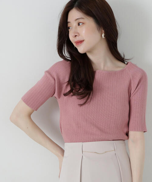 PROPORTION BODY DRESSING(プロポーションボディドレッシング)の「ボートネックランダムリブニット / 1215170300(ニット/セーター・レディース・ピンク/ライトグリーン/ホワイト系その他/ブラック・SMALL/MEDIUM)」の4枚目の写真