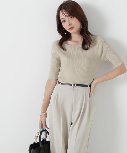 PROPORTION BODY DRESSING(プロポーションボディドレッシング)の「ボートネックランダムリブニット / 1215170300(ニット/セーター・レディース・ピンク/ライトグリーン/ホワイト系その他/ブラック・SMALL/MEDIUM)」の3枚目の写真