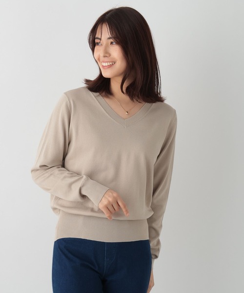 FOUND GOOD(ファウンドグッド)の「14GキレイナVネックニット(ニット/セーター・レディース・グリーン系2/イエロー系2/グレー系/ブルー系5/ベージュ/ブラック・S/M/L)」の3枚目の写真