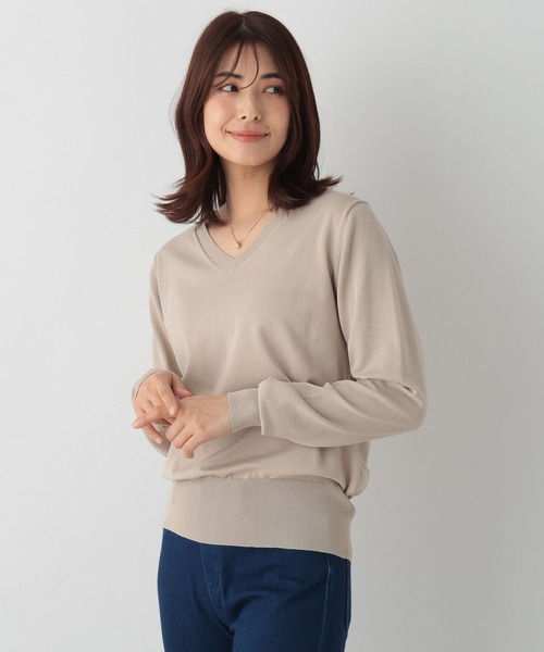 FOUND GOOD(ファウンドグッド)の「14GキレイナVネックニット(ニット/セーター・レディース・グリーン系2/イエロー系2/グレー系/ブルー系5/ベージュ/ブラック・S/M/L)」の18枚目の写真