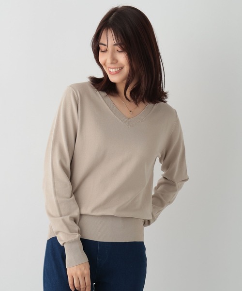 FOUND GOOD(ファウンドグッド)の「14GキレイナVネックニット(ニット/セーター・レディース・グリーン系2/イエロー系2/グレー系/ブルー系5/ベージュ/ブラック・S/M/L)」の19枚目の写真