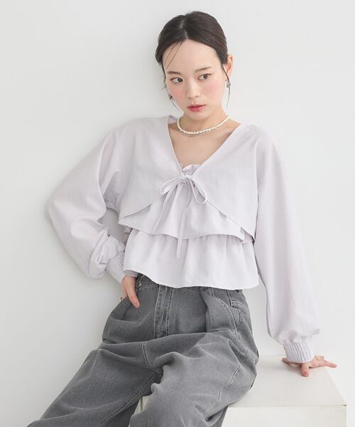 earth music&ecology（アースミュージックアンドエコロジー）の「ティアードアンサンブルブラウス（シャツ/ブラウス・レディース・アイボリー/ピンク/ライトグレー系1・FREE）」の3枚目の写真