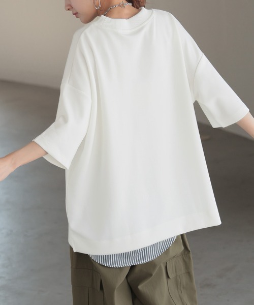 HUG.U（ハグユー）の「とろける極のび ポンチ Tシャツ 半袖ver.（Tシャツ/カットソー・レディース・グレイッシュブルー/ライトグレー/ホワイト/ミント/グレイッシュベージュ/ブラック/スモークピンク・FREE）」の20枚目の写真