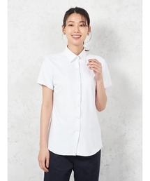 【完全ノーアイロン】半袖 ブラウス i-shirt 透け防止 白無地 レギュラーカラー アイシャツ 春夏
