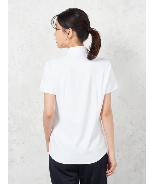 HARUYAMA(ハルヤマ)の「【完全ノーアイロン】半袖 ブラウス i-shirt 透け防止 白無地 レギュラーカラー アイシャツ 春夏(シャツ/ブラウス・レディース・ホワイト・9号/7号/11号/15号)」の4枚目の写真