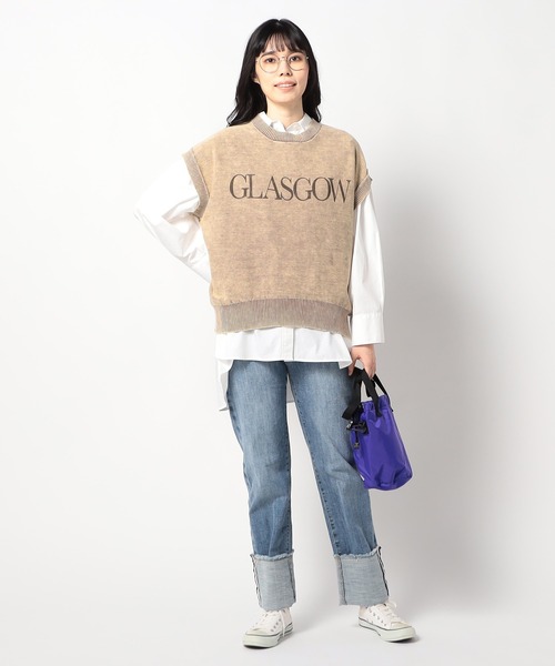 Grand PARK（グランドパーク）の「ケミカルウォッシュ　ロゴベスト（ニット/セーター・レディース・チャコールグレー/ライトブルー/モカ・FREE）」の4枚目の写真