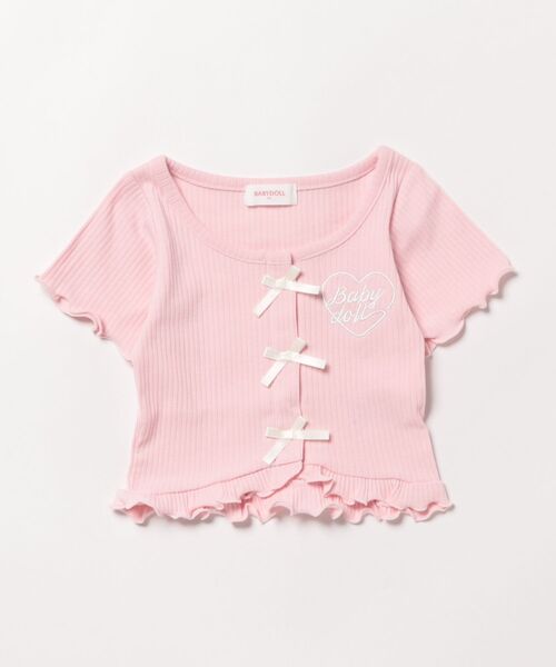 BABYDOLL（ベビードール）の「リボンリブ Tシャツ 0352K（Tシャツ/カットソー・キッズ・チェリーピンク/ブラック・90cm/100cm/110cm/120cm/130cm/140cm）」の9枚目の写真