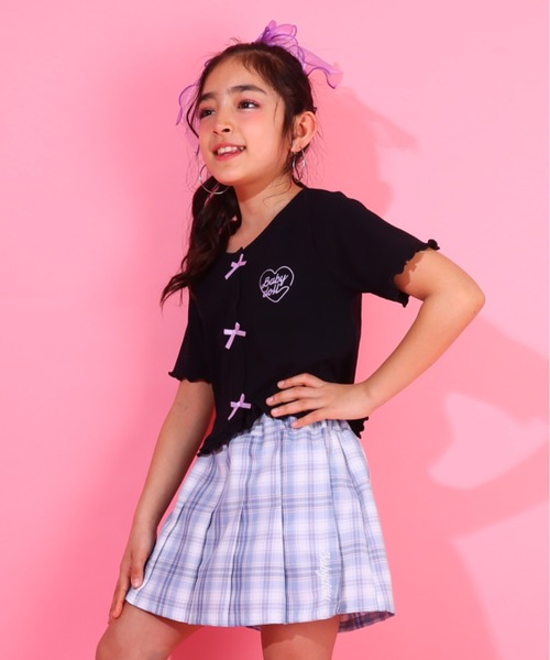 BABYDOLL（ベビードール）の「リボンリブ Tシャツ 0352K（Tシャツ/カットソー・キッズ・チェリーピンク/ブラック・90cm/100cm/110cm/120cm/130cm/140cm）」の6枚目の写真