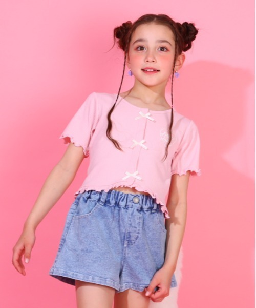 BABYDOLL（ベビードール）の「リボンリブ Tシャツ 0352K（Tシャツ/カットソー・キッズ・チェリーピンク/ブラック・90cm/100cm/110cm/120cm/130cm/140cm）」の10枚目の写真