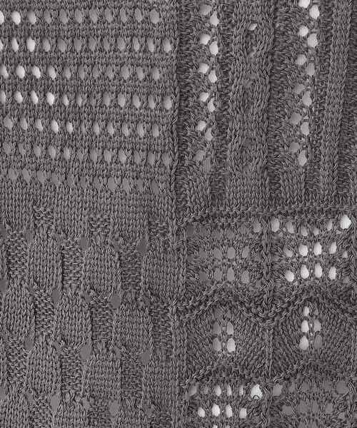 Cutie Blonde（キューティーブロンド）の「パッチワーク風 編み地切替えニットベスト（ベスト・レディース・オフホワイト/チャコールグレー・00）」の10枚目の写真