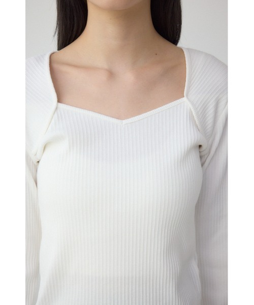 AZUL by moussy（アズールバイマウジー）の「ダイヤネック長袖リブトップス（Tシャツ/カットソー・レディース・ベージュ/ブラック/オフホワイト・SMALL/MEDIUM）」の10枚目の写真