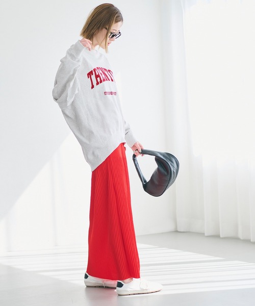 coca（coca）（コカ）の「ビッグシルエットロングTシャツ（Tシャツ/カットソー・レディース・アイボリー/チャコール/ライトグレー/レッド・S/M/L）」の16枚目の写真