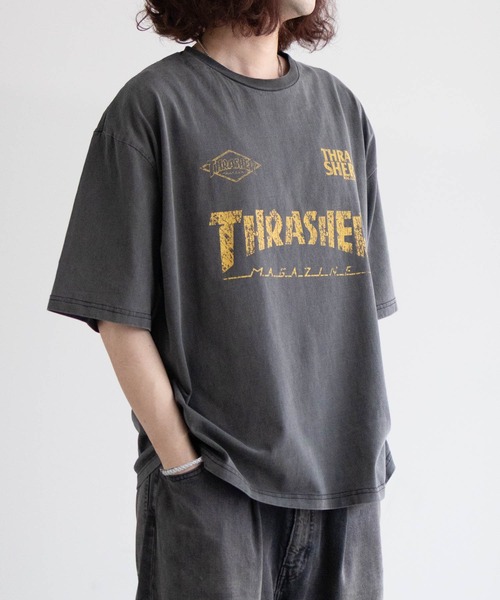THRASHER（スラッシャー）の「THRASHER GAME LOGO S/S PIGMENT TEE /スラッシャーゲームロゴショートスリーブピグメントTシャツ（Tシャツ/カットソー・メンズ・ブルー/ブラック系2/ブラック/ブラウン/ピンク/ブラック系3/ブラック系1・L/M）」の3枚目の写真