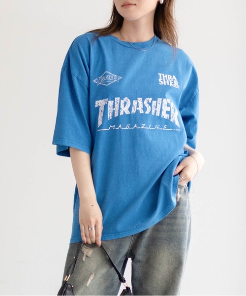 THRASHER（スラッシャー）の「THRASHER GAME LOGO S/S PIGMENT TEE /スラッシャーゲームロゴショートスリーブピグメントTシャツ（Tシャツ/カットソー・メンズ・ブルー/ブラック系2/ブラック/ブラウン/ピンク/ブラック系3/ブラック系1・L/M）」の6枚目の写真