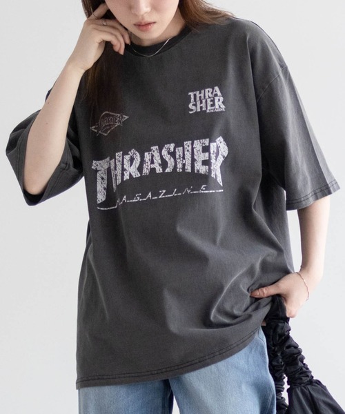 THRASHER（スラッシャー）の「THRASHER GAME LOGO S/S PIGMENT TEE /スラッシャーゲームロゴショートスリーブピグメントTシャツ（Tシャツ/カットソー・メンズ・ブルー/ブラック系2/ブラック/ブラウン/ピンク/ブラック系3/ブラック系1・L/M）」の14枚目の写真