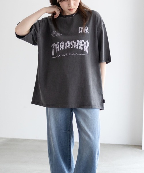 THRASHER（スラッシャー）の「THRASHER GAME LOGO S/S PIGMENT TEE /スラッシャーゲームロゴショートスリーブピグメントTシャツ（Tシャツ/カットソー・メンズ・ブルー/ブラック系2/ブラック/ブラウン/ピンク/ブラック系3/ブラック系1・L/M）」の12枚目の写真