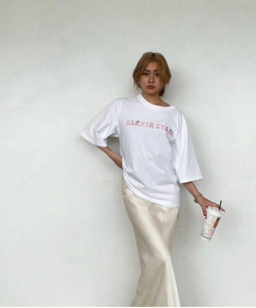ALEXIA STAM(アリシアスタン)の「Floral Logo Tee Charcoal /フローラルロゴT(Tシャツ/カットソー・レディース・ピンク・FREE)」の3枚目の写真