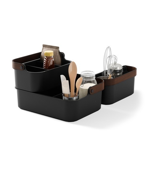 entre square（アントレスクエアー）の「UMBRA/ベルウッド スタッカブルビン スパイスラック コスメボックス 35x26cm ブラック/ウォルナット（キッチン収納・レディース・ブラック・ONE SIZE）」の9枚目の写真