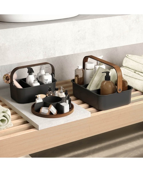 entre square（アントレスクエアー）の「UMBRA/ベルウッド スタッカブルビン スパイスラック コスメボックス 35x26cm ブラック/ウォルナット（キッチン収納・レディース・ブラック・ONE SIZE）」の13枚目の写真