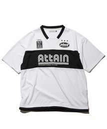 カットメッシュプリントVネックTシャツ