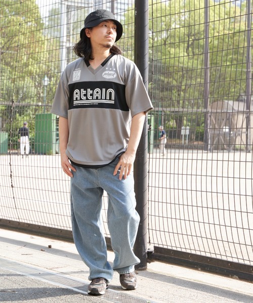 NO NEED(ノーニード)の「カットメッシュプリントVネックTシャツ(Tシャツ/カットソー・メンズ・ホワイト/ブラック/グレー・L/M)」の15枚目の写真