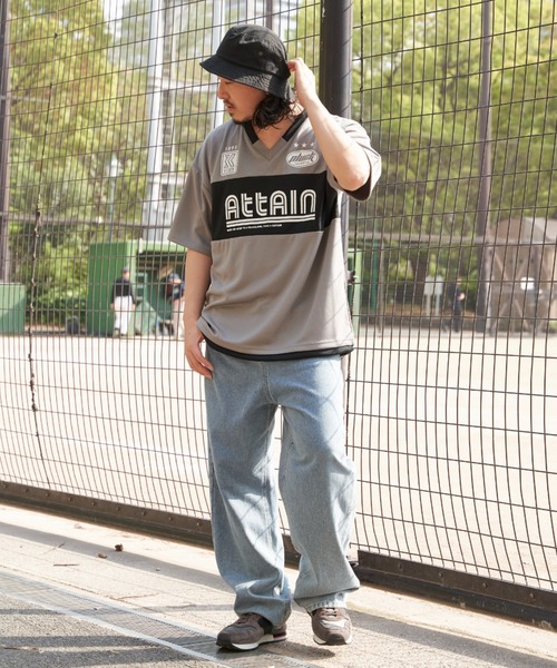 NO NEED(ノーニード)の「カットメッシュプリントVネックTシャツ(Tシャツ/カットソー・メンズ・ホワイト/ブラック/グレー・L/M)」の16枚目の写真