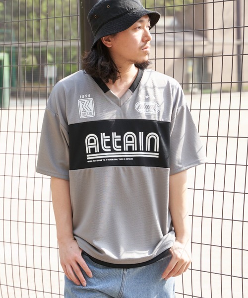 NO NEED(ノーニード)の「カットメッシュプリントVネックTシャツ(Tシャツ/カットソー・メンズ・ホワイト/ブラック/グレー・L/M)」の22枚目の写真