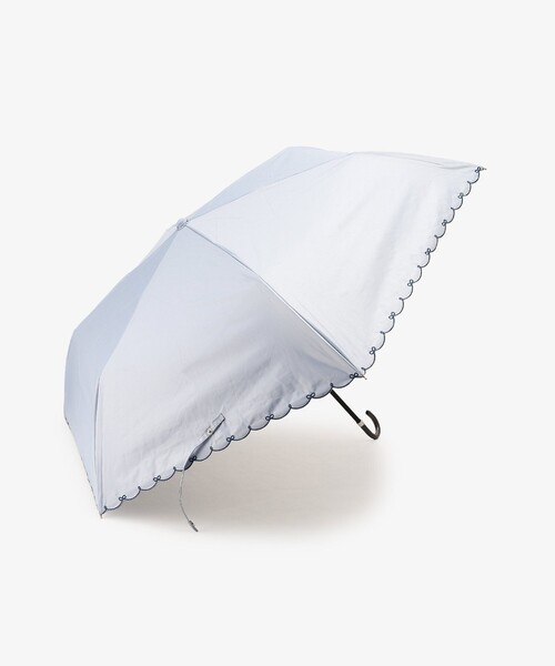 Afternoon Tea（アフタヌーンティー）の「【UVカット率・遮光率100%生地使用】スカラップリボン刺繍晴雨兼用折りたたみ傘 日傘（折りたたみ傘・レディース・ネイビー/ブルー/オフホワイト・ONE SIZE）」の3枚目の写真