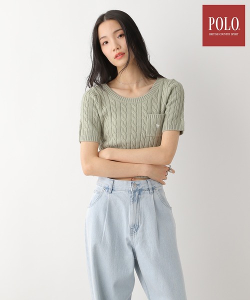 Heather（ヘザー）の「【POLO BCS(ポロ・ビーシーエス)】ポケットニット（半袖）　319995（ニット/セーター・レディース・グリーン/レッド/グレー/アイボリー・FREE）」の3枚目の写真