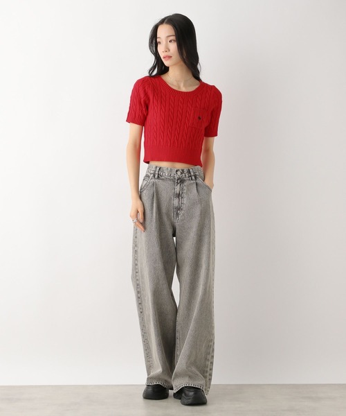 Heather（ヘザー）の「【POLO BCS(ポロ・ビーシーエス)】ポケットニット（半袖）　319995（ニット/セーター・レディース・グリーン/レッド/グレー/アイボリー・FREE）」の18枚目の写真