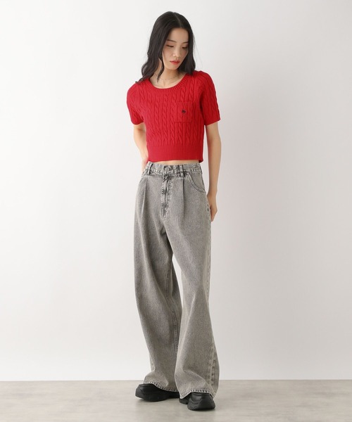 Heather（ヘザー）の「【POLO BCS(ポロ・ビーシーエス)】ポケットニット（半袖）　319995（ニット/セーター・レディース・グリーン/レッド/グレー/アイボリー・FREE）」の19枚目の写真